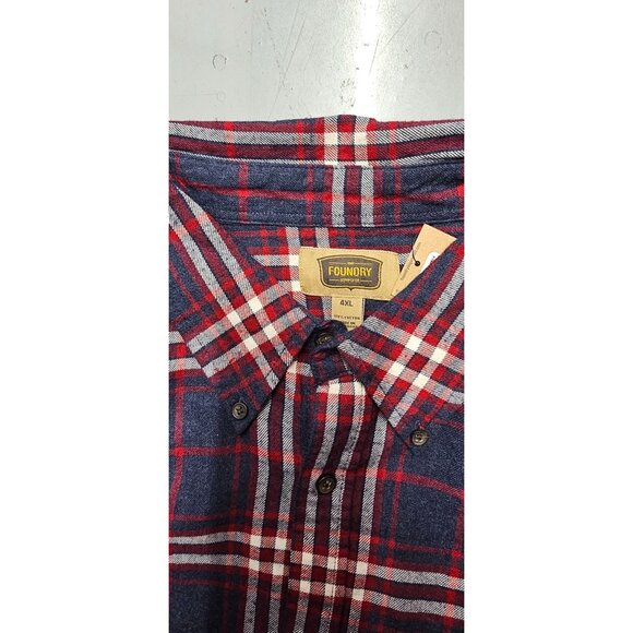 Men's Casual Button Down Plaid Shirt - Blue and Red - Picture 2 of 2